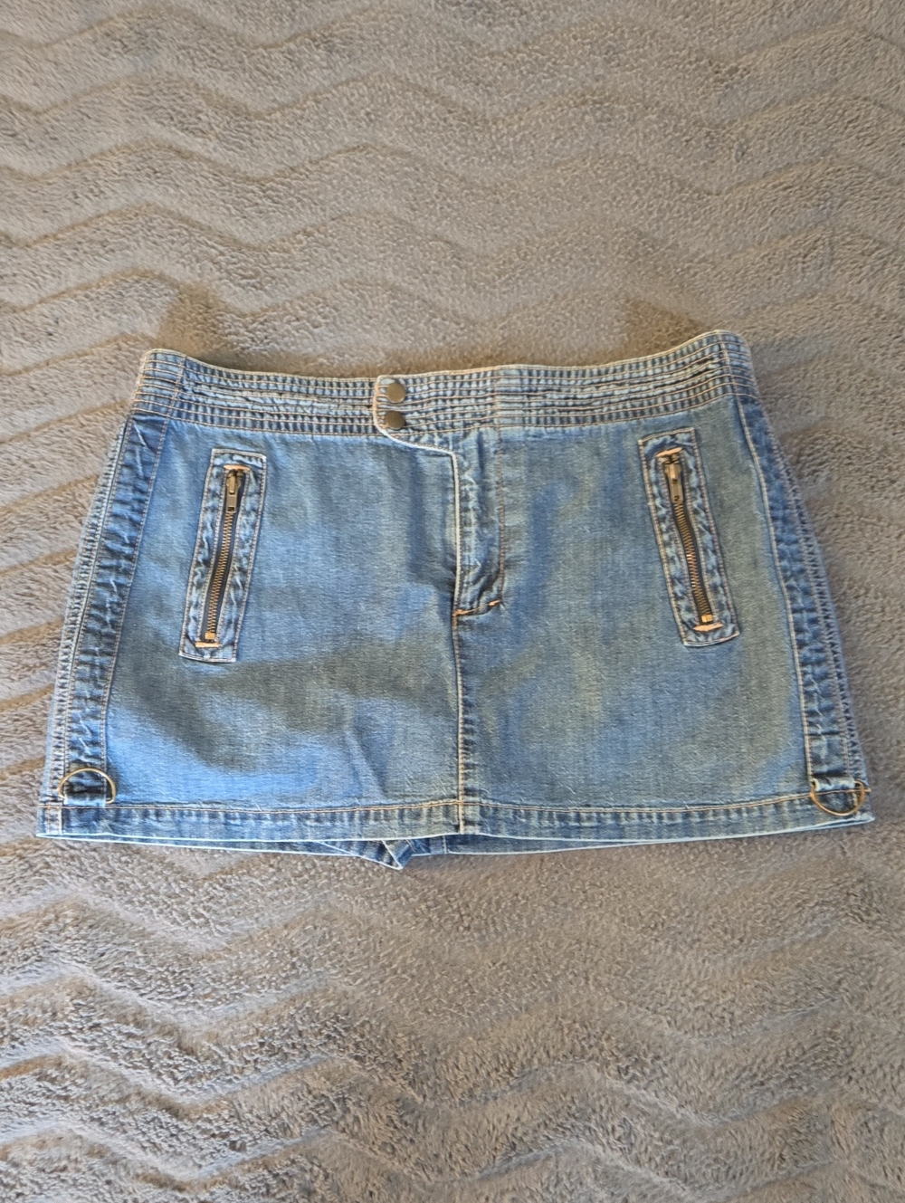 Xhilaration Light Blue Denim Mini Skirt with Contrast Stitching